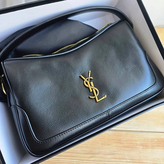 Женская чёрная кожаная сумка Yves Saint Laurent 29x18 см