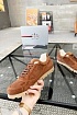 Замшевые кроссовки Prada logo-plaque - Brown