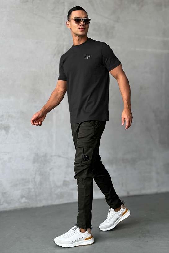 Мужская футболка Prada logo-plaque - Black