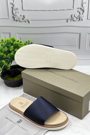 Мужские кожаные шлёпанцы Brunello Cucinelli   