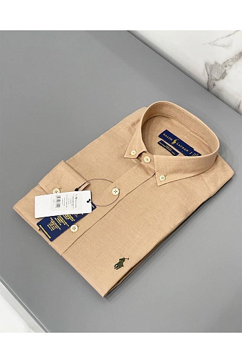 Бежевая рубашка Polo Ralph Lauren logo-embroidered   