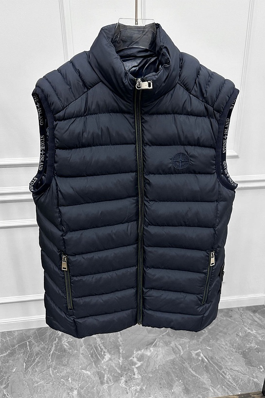 Мужской синий жилет Stone Island compass-patch