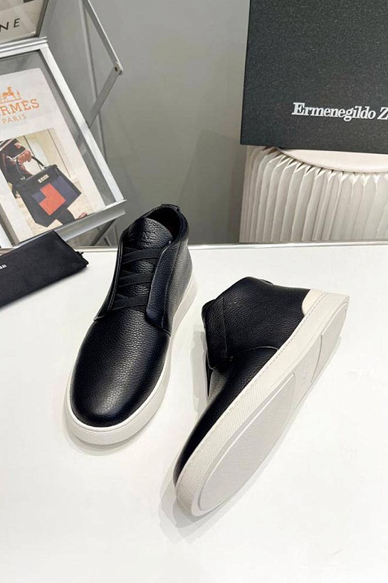 Кожаные кроссовки Zegna Triple Stitch high-top