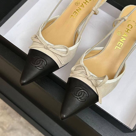 Женские кожаные туфли на каблуке Chanel premium
