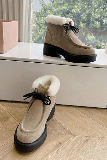 Женские замшевые ботинки с мехом MIU MIU Premium   
