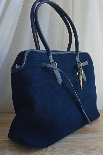 Замшевая синяя сумка MIU MIU 43x29 см   