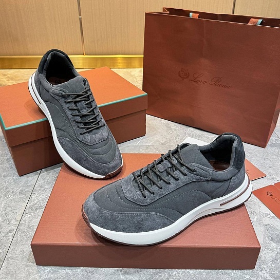 Замшевые кроссовки Loro Piana Week End Walk - Grey