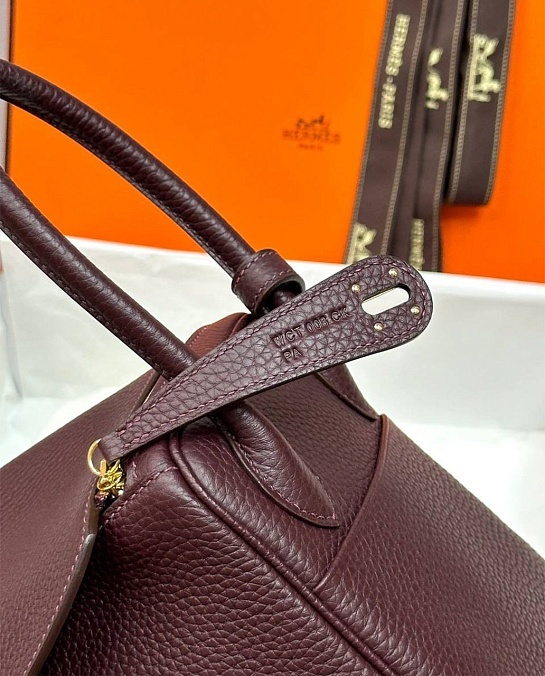 Женская кожаная сумка Hermes Lindy Premium 26x18x13 см - Burgundy