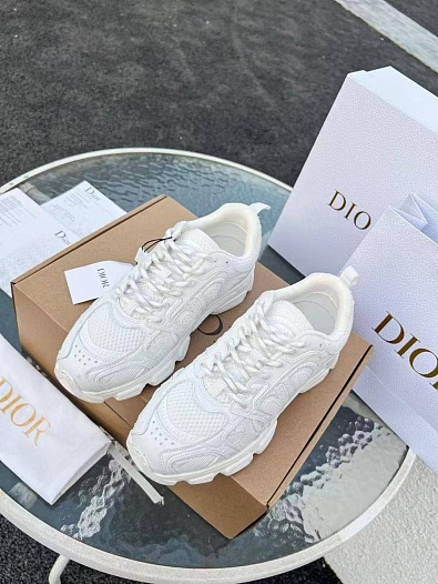 Женские кожаные кроссовки Dior Chrono Premium - White   