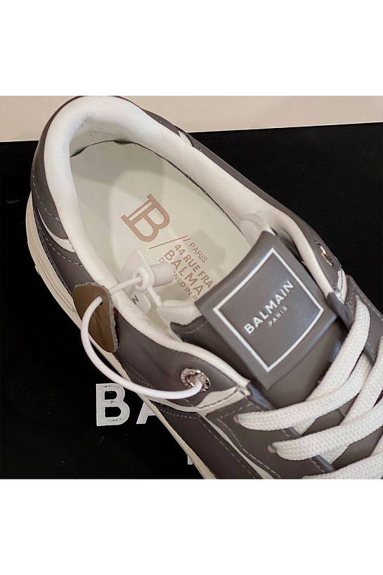 Серые кожаные кроссовки Balmain