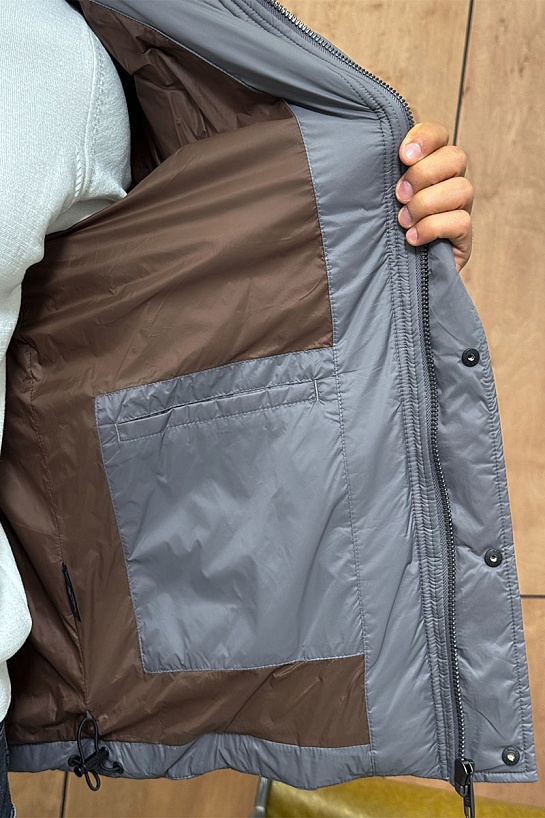 Мужской пуховик Zegna серого цвета