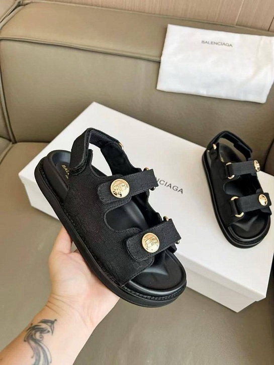 Женские сандалии Balenciaga Jacquard Premium - Black