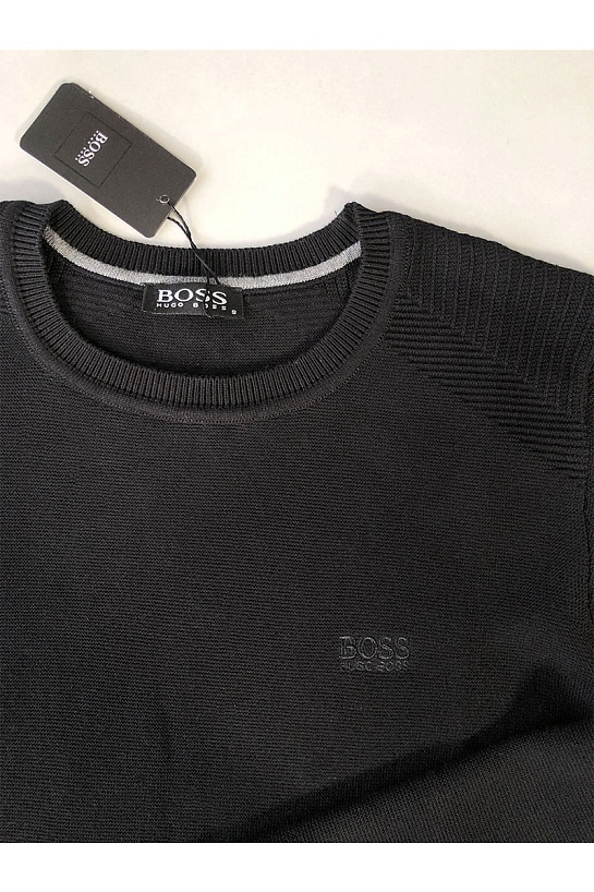 Чёрный мужской джемпер Hugo Boss logo-embroidered