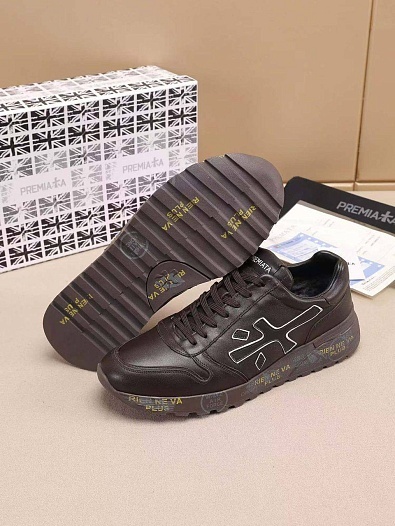 Кожаные кроссовки с мехом Premiata low-top - Brown   