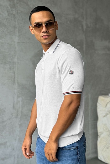 Мужское белое поло Moncler logo-patch   