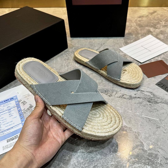 Мужские шлёпанцы Ermenegildo Zegna suede - Blue