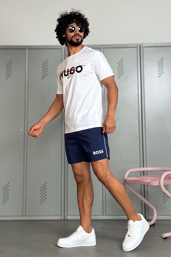 Футболка белого цвета Hugo Boss Dakaishi double logo   