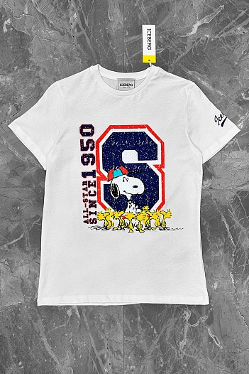 Мужская белая футболка Iceberg Snoopy   
