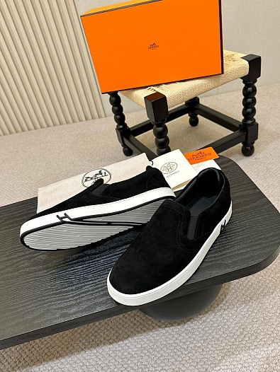 Мужские замшевые слипоны Hermes Kiddy - Black   