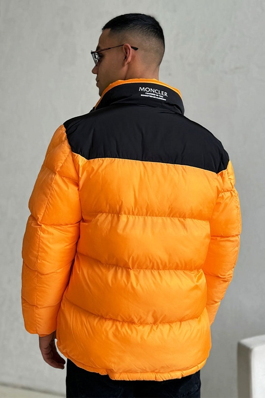 Утеплённая куртка Moncler Peuplier logo-patch - Orange / Black