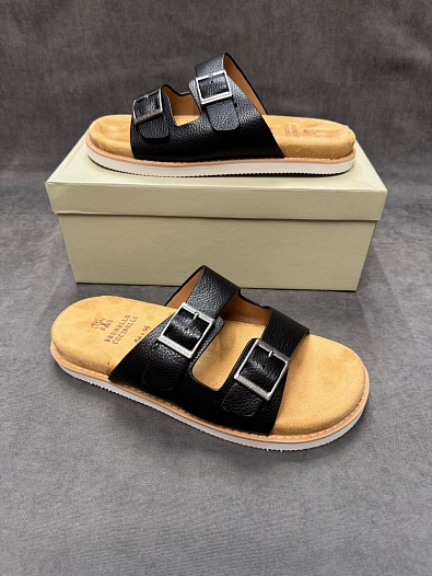 Кожаные шлёпанцы Brunello Cucinelli Urban - Black   