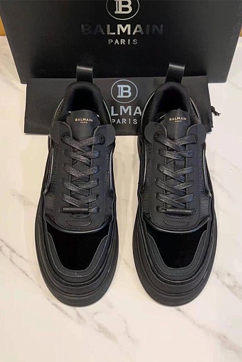 Комбинированные кроссовки Balmain чёрного цвета   