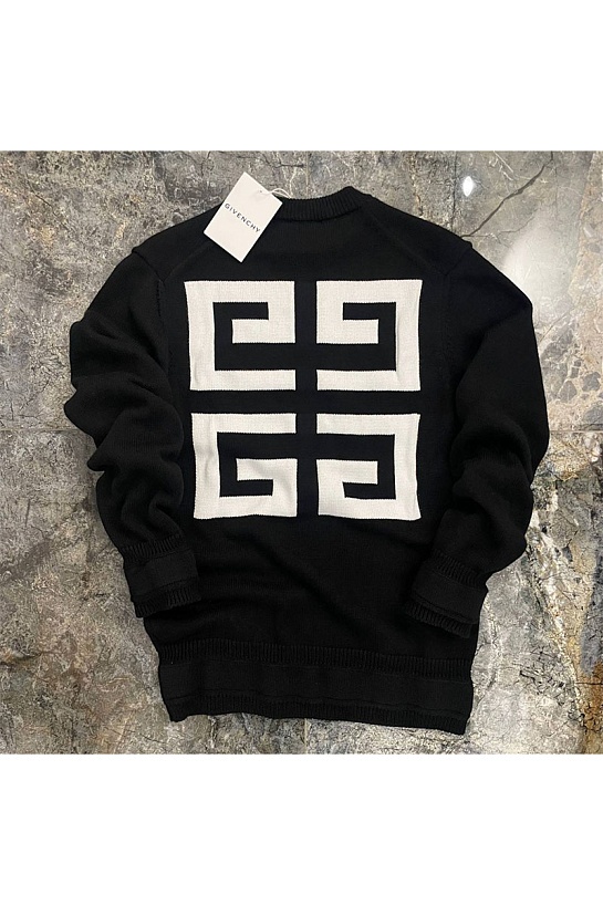 Чёрный свитер Givenchy 4G Logo-Intarsia