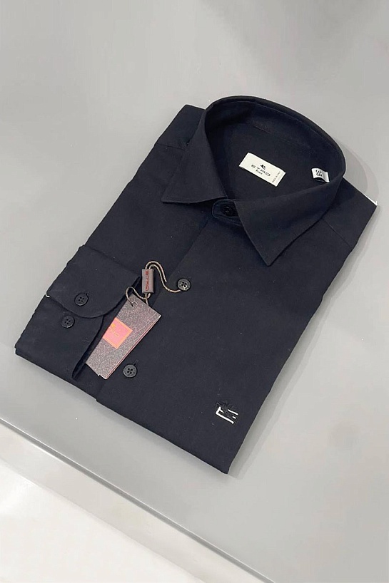 Чёрная льняная рубашка Etro Pegaso