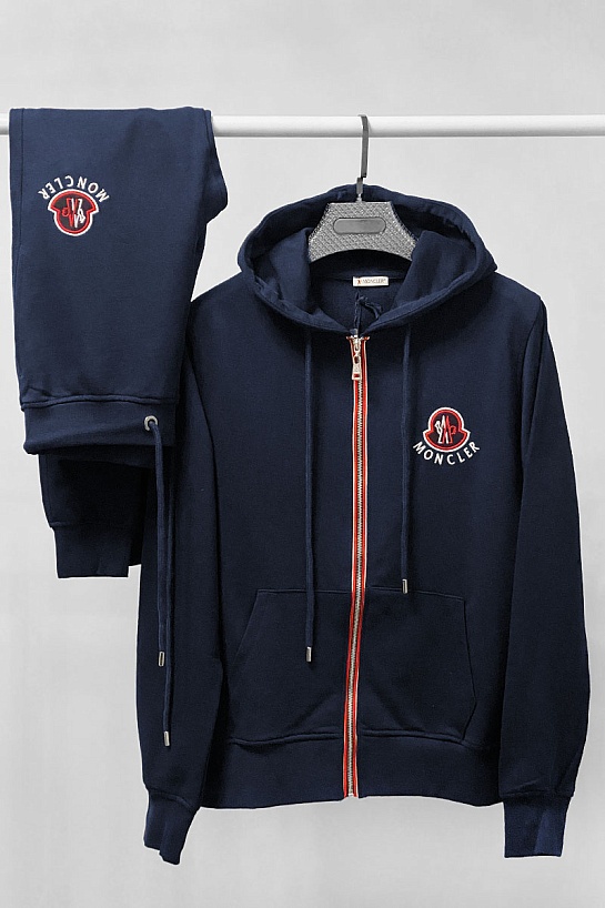 Мужская брендовая кофта Moncler тёмно-синего цвета