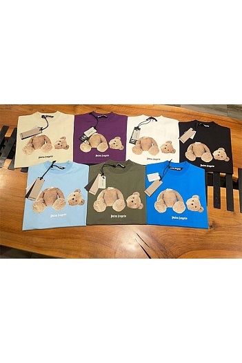 Фиолетовая оверсайз футболка Palm Angels Bear Classic   