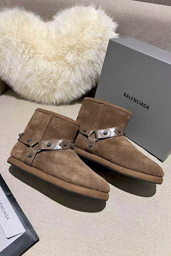 Женские ботинки с мехом Balenciaga Alaska premium - Brown