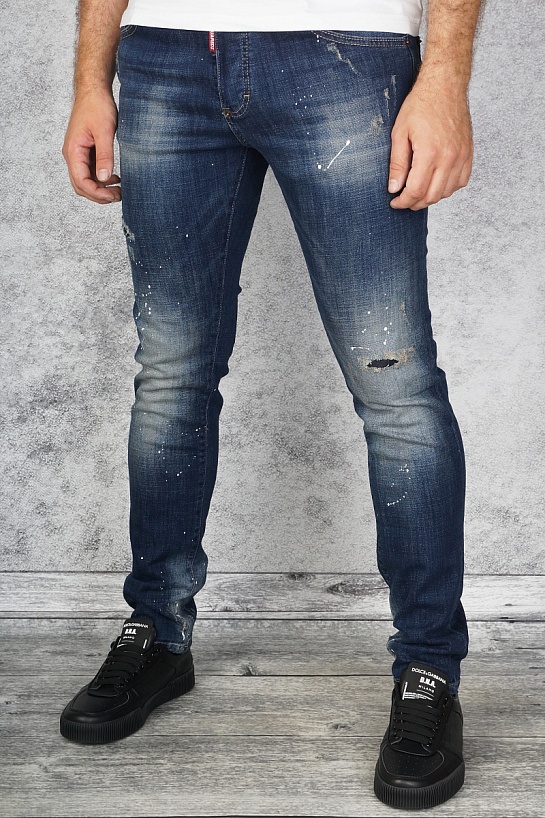 Мужские джинсы Dsquared2 "Paint Splatter" - Blue