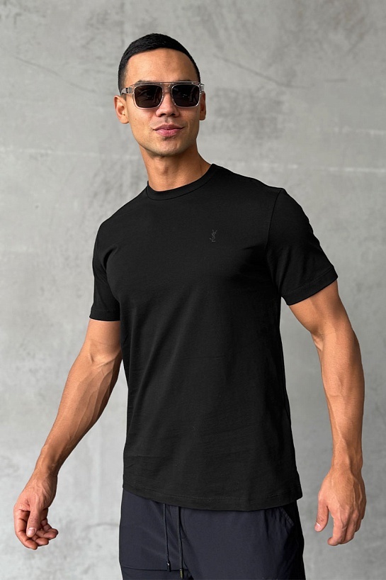Мужская футболка Yves Saint Laurent logo-embroidered - Black