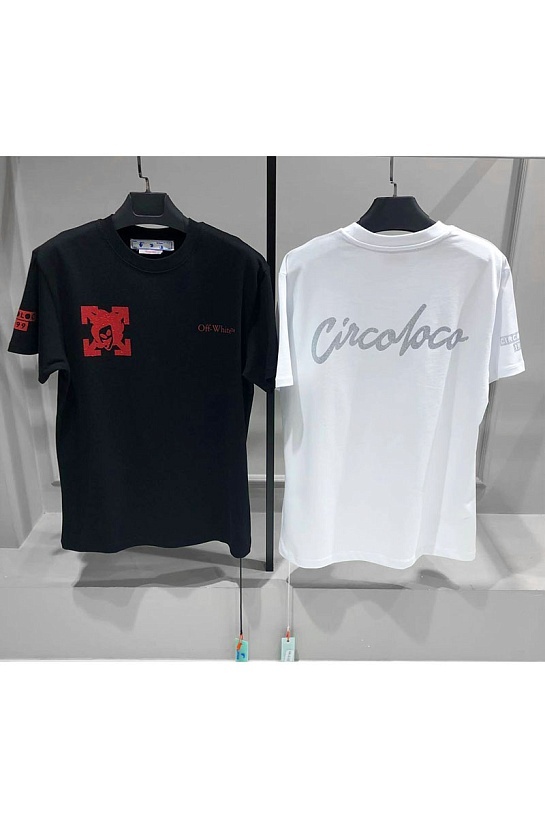 Чёрная оверсайз футболка Off-White x Circoloco glitter-logo