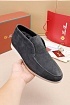 Замшевые лоферы с мехом Loro Piana Open Walk - Grey