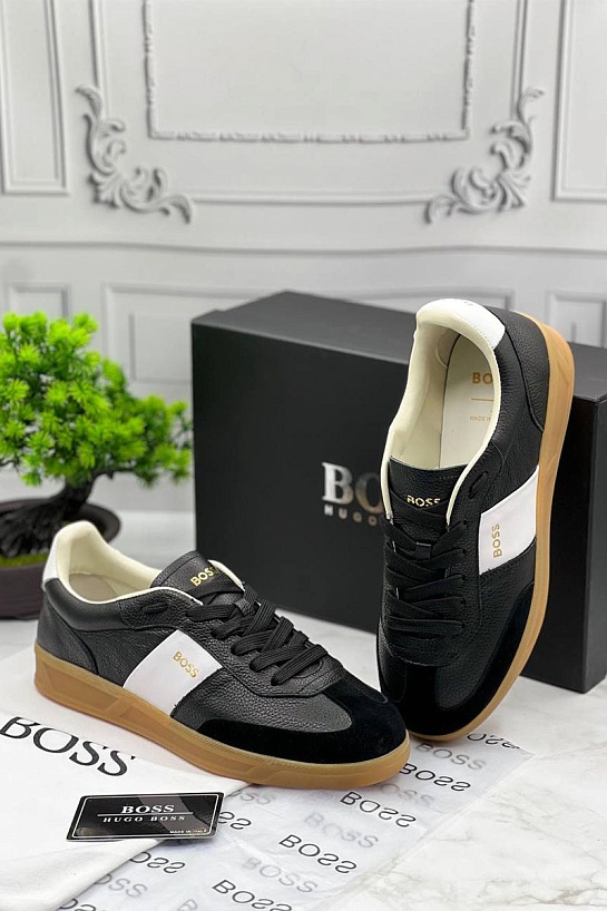 Кожаные кроссовки Hugo Boss Brandon Tenn - Black