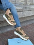 Женские комбинированные кроссовки Prada - Beige / Green