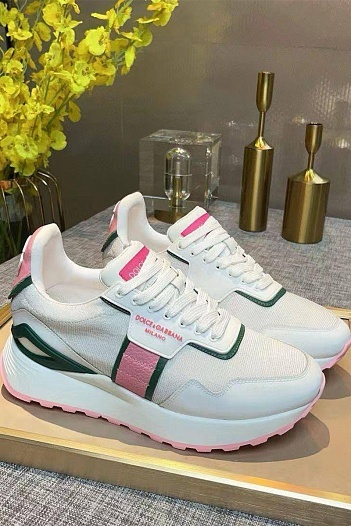 Женские комбинированные кроссовки Dolce & Gabbana - White / Pink   