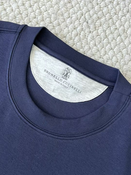 Мужская тёмно-синяя футболка Brunello Cucinelli Premium