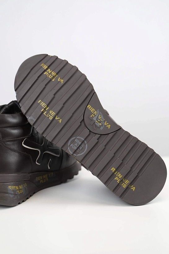 Кожаные кроссовки с мехом Premiata high-top - Brown
