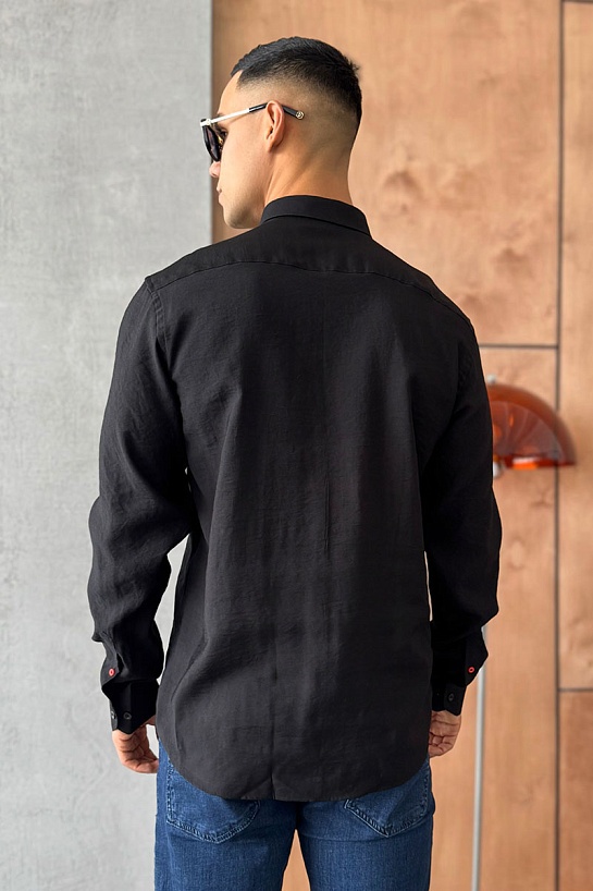 Мужская рубашка Hermes H embroidered - Black