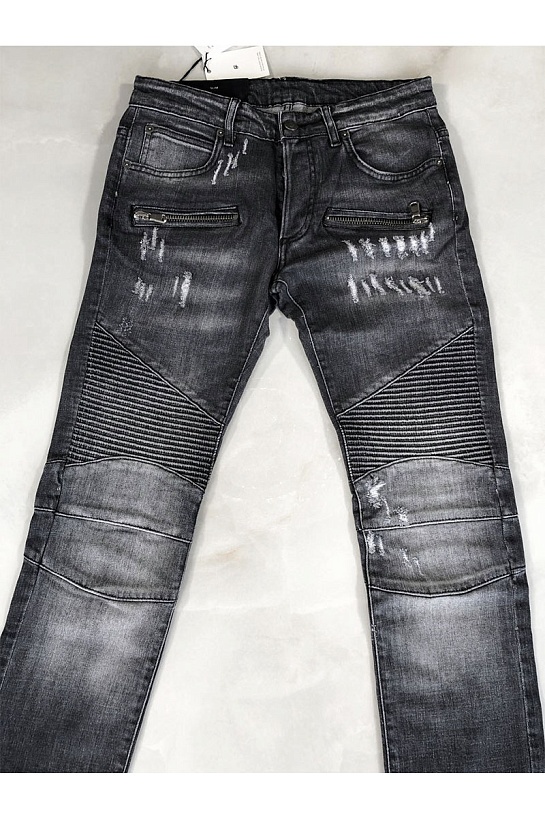 Мужские чёрные джинсы Balmain Paris Slim Fit