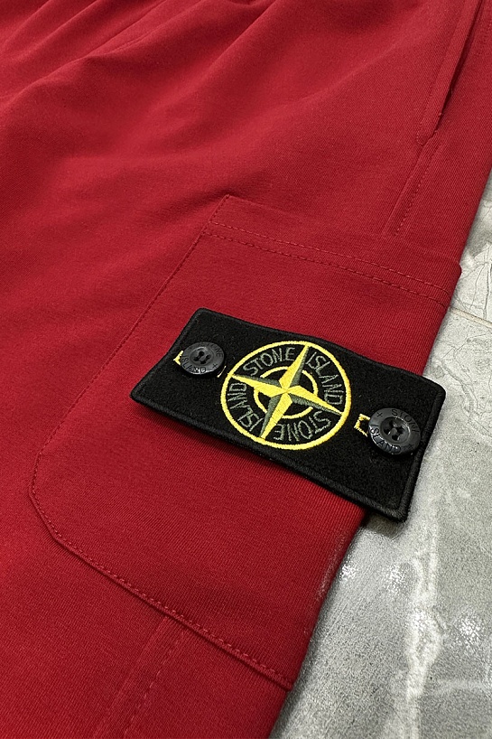 Мужские бордовые шорты Stone Island compass-patch