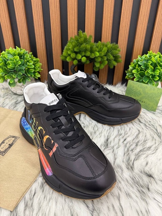 Кожаные кроссовки Gucci GG Rhyton - Black