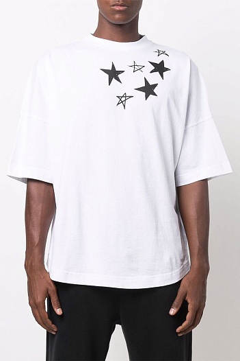 Мужская оверсайз футболка Palm Angels "Stars" - White   