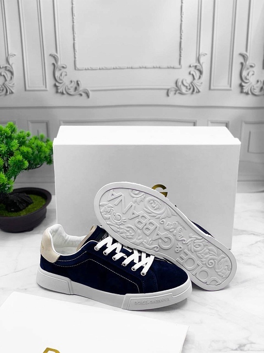 Замшевые кроссовки Dolce & Gabbana Portofino - Blue / White