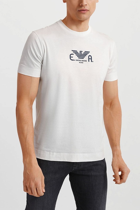 Белая футболка Emporio Armani Milano logo-print