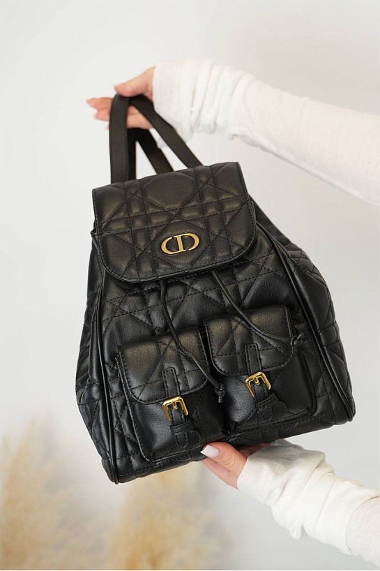 Кожаный рюкзак Dior Caro 26x25 см - Black
