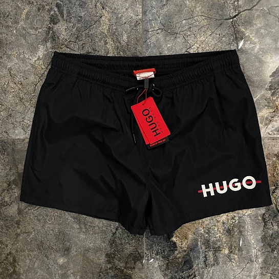 Мужские чёрные шорты Hugo Boss logo-print