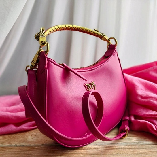 Кожаная сумка Half Moon 24x18 см - Pink
